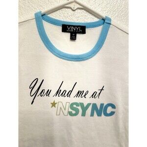 You Had Me At NSYNC T Shirt Womens M Boy Band Tee 90s Y2K Babydoll Baby‎ Doll